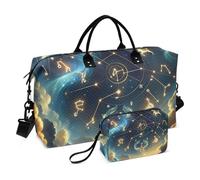 Borsone da viaggio, con scritta in inglese "The Twelve Zodiac Stars in the Night Sky, borsa da palestra con borsa portaoggetti, borsa per la notte, per uomini e donne, viaggi, sport, yoga,