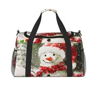 Borsone da viaggio con scritta Merry Christmas with Happy Snowman stampato, per uomini e donne, grande borsa sportiva da palestra con tracolla per viaggi, fine settimana, pesca, caccia