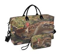 Borsone da viaggio con scritta "The Deer Is Sleep", con borsa da toilette e tracolla regolabile, per viaggi, palestra, yoga, fine settimana, Multicolore, Taglia unica, Beauty case