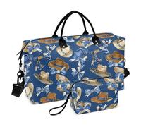 Borsone da viaggio con sfondo blu con un sacco di fiocchi, borsone da viaggio per weekender, borsa da viaggio per la notte, palestra, borsone da portare con sé, borsa da toilette per escursionismo