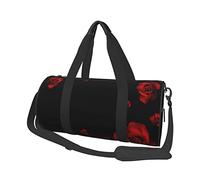 Borsone da viaggio con sfondo nero rosa rossa borsa da palestra borsa leggera per weekend vacanze sportive, nero, taglia unica, Nero , Taglia unica