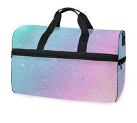 Borsone da viaggio con sfondo unicorno con arcobaleno per uomini, donne, ragazzi, ragazze, adolescenti, borsa da palestra oversize con scomparto per scarpe durante la notte, fine settimana, yoga,