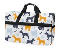Borsone da viaggio con silhouette di cane, senza cuciture, per uomini, donne, ragazzi, ragazze, adolescenti, borsa sportiva oversize con scomparto per scarpe, per la notte, il fine settimana, yoga,