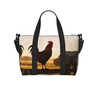 Borsone da viaggio con silhouette di gallo fattoria, leggero, da portare con sé, per uomini e donne, impermeabile, per palestra, fine settimana
