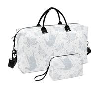 Borsone da viaggio con silhouette di rose grigie, borsa da viaggio per weekend, borsa da viaggio per la notte, borsa da palestra con borsa da toilette per palestra, grande capacità