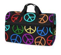 Borsone da viaggio con simboli della pace, multicolore, arcobaleno, per uomini, donne, ragazzi, ragazze, adolescenti, borsa da palestra oversize con scomparto per scarpe, per la notte, il fine