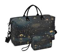 Borsone da viaggio con simbolo dell'astrologia mistica, con borsa da toilette e tracolla regolabile, per viaggi, palestra, yoga, fine settimana, Multicolore, Taglia unica, Beauty case