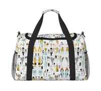 Borsone da viaggio con simpatico animale in stile cartone animato con lettere dell'alfabeto, borsa da viaggio per fine settimana, weekend, per la notte, per allenamento, sport, ospedale