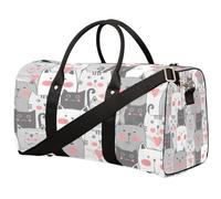 Borsone da viaggio con simpatico gatto grigio, borsa da palestra con animali dei cartoni animati, borsa da palestra pieghevole, borsa per la notte, borsa da viaggio per donne e uomini, Simpatico gatto