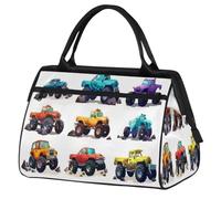Borsone da viaggio con simpatico Monster Trucks Cartoon per donne, uomini, bambini, ragazzi, ragazze, weekend, pernottamento, borsone da 24 l, borsa da cabina per sport, palestra, yoga, Colore,