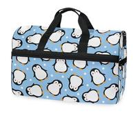 Borsone da viaggio con simpatico pinguino con motivo cartone animato, per uomini, donne, ragazzi, ragazze, adolescenti, borsa da palestra oversize con scomparto per scarpe durante la notte, fine