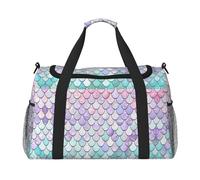 Borsone da viaggio con sirena, rosa pastello, viola, acqua, tè, weekend, fine settimana, borsa a mano, per allenamento, sport, ospedale