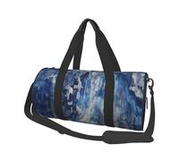 Borsone da viaggio con stampa 3D a forma di scaglie di drago, grande, pieghevole, rotondo, da viaggio, con tracolla regolabile, per weekender, pernottamento, volo, ospedale e sport, Blu astratto., One