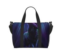 Borsone da viaggio con stampa 3D a serpente per uomo e donna, grande borsa da palestra resistente all'acqua, borsa da palestra con tracolla, Lupi urlano all'aurora del Nord, One Size, Borsone da