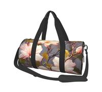 Borsone da viaggio con stampa a fiori di vite con tasca e tracolla regolabile, grande borsa da palestra alla moda per donne e uomini, nero, taglia unica, alla moda, nero, taglia unica, alla moda, Nero