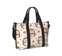 Borsone da viaggio con stampa a forma di cuore con riccio carino per donne, articolo personale durante la notte, weekender, sport, borsa da palestra per uomini e donne