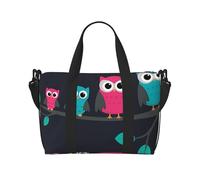 Borsone da viaggio con stampa a motivo di pesci, per uomo e donna, grande borsa da palestra resistente all'acqua, borsa da palestra con tracolla, Simpatici gufi., One Size, Borsone da viaggio