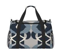 Borsone da viaggio con stampa a reticolo blu grigio per uomini e donne, borse da viaggio pieghevoli e spaziosa borsa da viaggio per riporre articoli da toeletta, articoli personali, nero, L, Nero , L