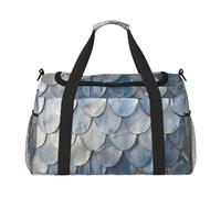 Borsone da viaggio con stampa a squame di pesce argento ampio spazio borsa da viaggio 50 x 33 x 25,9 cm elegante tote per palestra