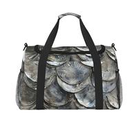 Borsone da viaggio con stampa a squame di pesce argento ampio spazio borsa da viaggio 50 x 33 x 25,9 cm elegante tote per palestra