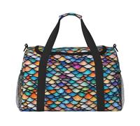 Borsone da viaggio con stampa a squame di pesce colorato ampio spazio borsa da viaggio Tote 50 x 33 x 25,9 cm elegante tote per palestra