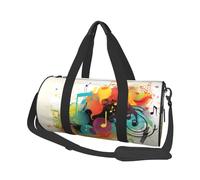 Borsone da viaggio con stampa a tema musica astratta con tasca e tracolla regolabile grande borsa da palestra borsa da yoga moda per donne uomini, nero, taglia unica, moda, nero, taglia unica, moda,