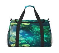 Borsone da viaggio con stampa acque luminose, per uomini e donne, borsa da viaggio pieghevole e spaziosa borsa da viaggio per riporre articoli da toeletta, articoli personali, nero, L, Nero , L