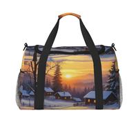 Borsone da viaggio con stampa alba per uomini e donne, borsa da viaggio pieghevole e spaziosa borsa da viaggio per riporre articoli da toeletta, articoli personali, nero, L, Nero , L