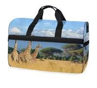 Borsone da viaggio con stampa animalier africana giraffa, per uomini, donne, ragazzi, ragazze, adolescenti, borsa da palestra oversize con scomparto per scarpe durante la notte, fine settimana, yoga,
