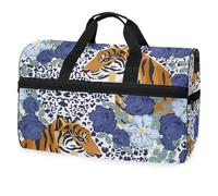 Borsone da viaggio con stampa animalier con tigre, per uomini, donne, ragazzi, ragazze, adolescenti, borsa sportiva oversize con scomparto per scarpe, per la notte, il fine settimana, yoga,