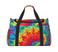 Borsone da viaggio con stampa arcobaleno tie dye-rosso, per uomini e donne, grande borsa sportiva da palestra con tracolla per viaggi, fine settimana, pesca, caccia