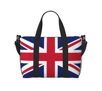 Borsone da viaggio con stampa bandiera britannica, borsa da viaggio per donne, borsa leggera da portare a mano, borsa per oggetti personali, Nero , Taglia unica