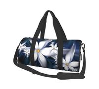 Borsone da viaggio con stampa blu e bianca, borsa da palestra pieghevole per il fine settimana durante la notte, borsa da donna, grande borsa da cabina per sport e viaggi, Nero , Taglia unica