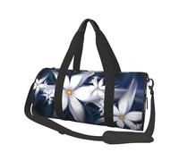 Borsone da viaggio con stampa blu e bianca, borsa da palestra pieghevole per il fine settimana durante la notte, borsa da donna, grande borsa da cabina per sport e viaggi, Nero , Taglia unica