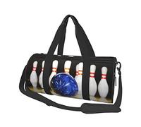 Borsone da viaggio con stampa bowling, borsa da palestra pieghevole per il fine settimana durante la notte, borsa da donna, grande borsa da cabina per sport e viaggi, Nero , Taglia unica