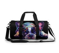 Borsone da viaggio con stampa colorata con cane Boston Terrier carino borsa sportiva da palestra borse da viaggio borse da weekend leggere per uomo donna, Stile:, 17.7in/9in/9in, MHXYZHW