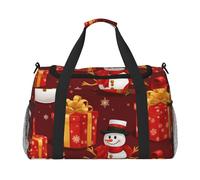 Borsone da viaggio con stampa con pupazzo di neve Merry Christmas, ampio spazio, 50 x 33 x 25,9 cm, elegante borsa per palestra