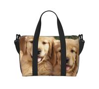 Borsone da viaggio con stampa con scritta "Happy Birthday", leggero, impermeabile, spazioso, da palestra e da viaggio, per uomini, donne e ragazzi, Golden Retriever Cani Cuccioli Animali domestici