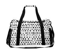 Borsone da viaggio con stampa dalmata a pois neri e bianchi, borsa da viaggio per il fine settimana, borsa a tracolla per donne e uomini