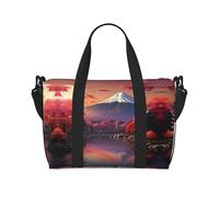 Borsone da viaggio con stampa del Monte Fuji del Giappone, borsone da allenamento, borsa a tracolla per la notte, borsa da weekender, per donne e uomini, nero, Taglia unica