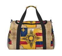 Borsone da viaggio con stampa della bandiera del New Mexico map01, borsa da palestra da donna, borsa da viaggio, borsa da viaggio, borsa organizer per la notte, nero, Taglia unica