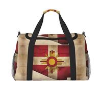 Borsone da viaggio con stampa della bandiera del New Mexico map02, borsa da palestra da donna, borsa da viaggio, borsa da viaggio, borsa organizer per la notte, nero, Taglia unica