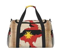 Borsone da viaggio con stampa della bandiera di Timor Est Map01, borsa da palestra da donna, borsa da viaggio, borsa da viaggio per la notte, organizer, nero, Taglia unica