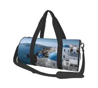 Borsone da viaggio con stampa della casa bianca della Grecia, borsa da palestra pieghevole per il fine settimana durante la notte, borsa da donna, grande borsa da cabina per sport e viaggi