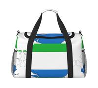 Borsone da viaggio con stampa della mappa della Sierra Leone, borsa da palestra da donna, borsa da viaggio, borsa da viaggio, borsa organizer per la notte, nero, Taglia unica