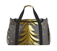 Borsone da viaggio con stampa di albero di Natale dorato glitterato, ampio spazio, 50 x 33 x 25,9 cm, elegante borsa per palestra