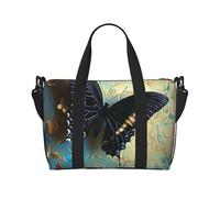 Borsone da viaggio con stampa di amaca da spiaggia e tramonto in cocco, leggero, impermeabile, spazioso borsone da palestra e da viaggio per uomini, donne e ragazzi, Farfalla, Taglia unica, Borsone da