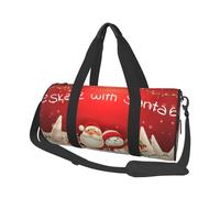Borsone da viaggio con stampa di Babbo Natale, borsa da palestra pieghevole, borsa da palestra per il fine settimana durante la notte, borsa da donna, grande borsa da cabina per sport e viaggi, Nero ,