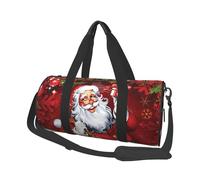 Borsone da viaggio con stampa di Babbo Natale, borsa da palestra pieghevole per il fine settimana durante la notte, borsa da donna, grande borsa da cabina per sport e viaggi, Nero , Taglia unica