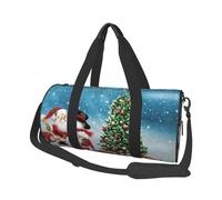 Borsone da viaggio con stampa di Babbo Natale con pupazzo di neve, borsa da palestra pieghevole per il fine settimana durante la notte, borsa da donna, grande borsa da cabina per sport e viaggi, Nero